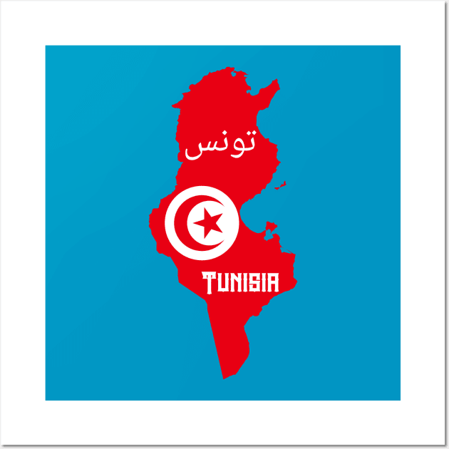 Tunisia flag & map Wall Art by Travellers